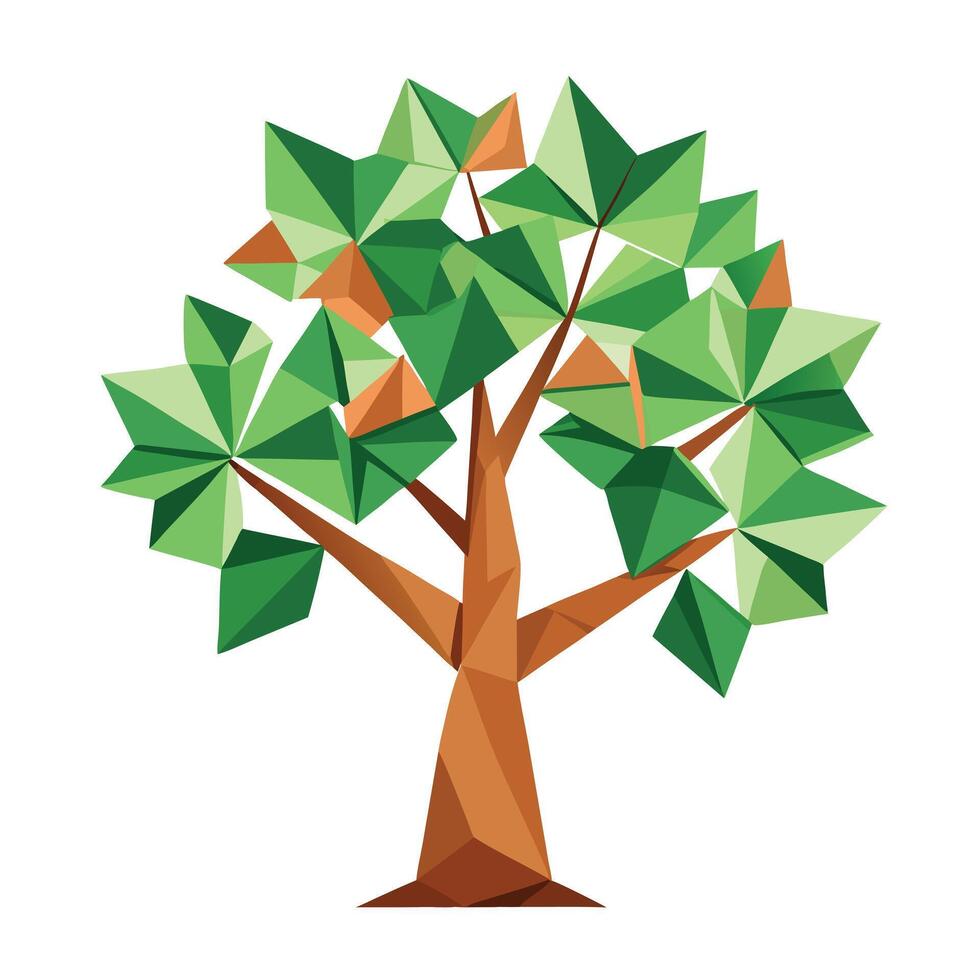 Folded Origami Leaves Create Design for Flat Tree Style vector