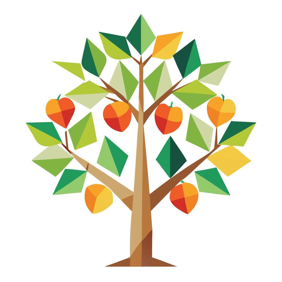 Design Fruit Shaped Geometric Leaves for Flat Tree Style vector
