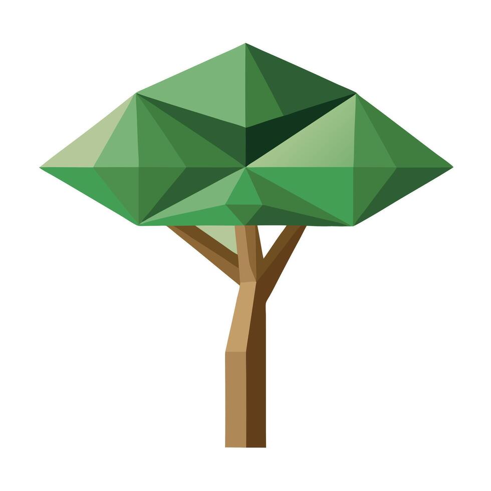 Flat Tree Design with Folded Paper Canopy Style vector