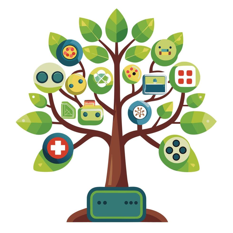 Creative tree graphic featuring game controllers as its abstract leaf elements vector