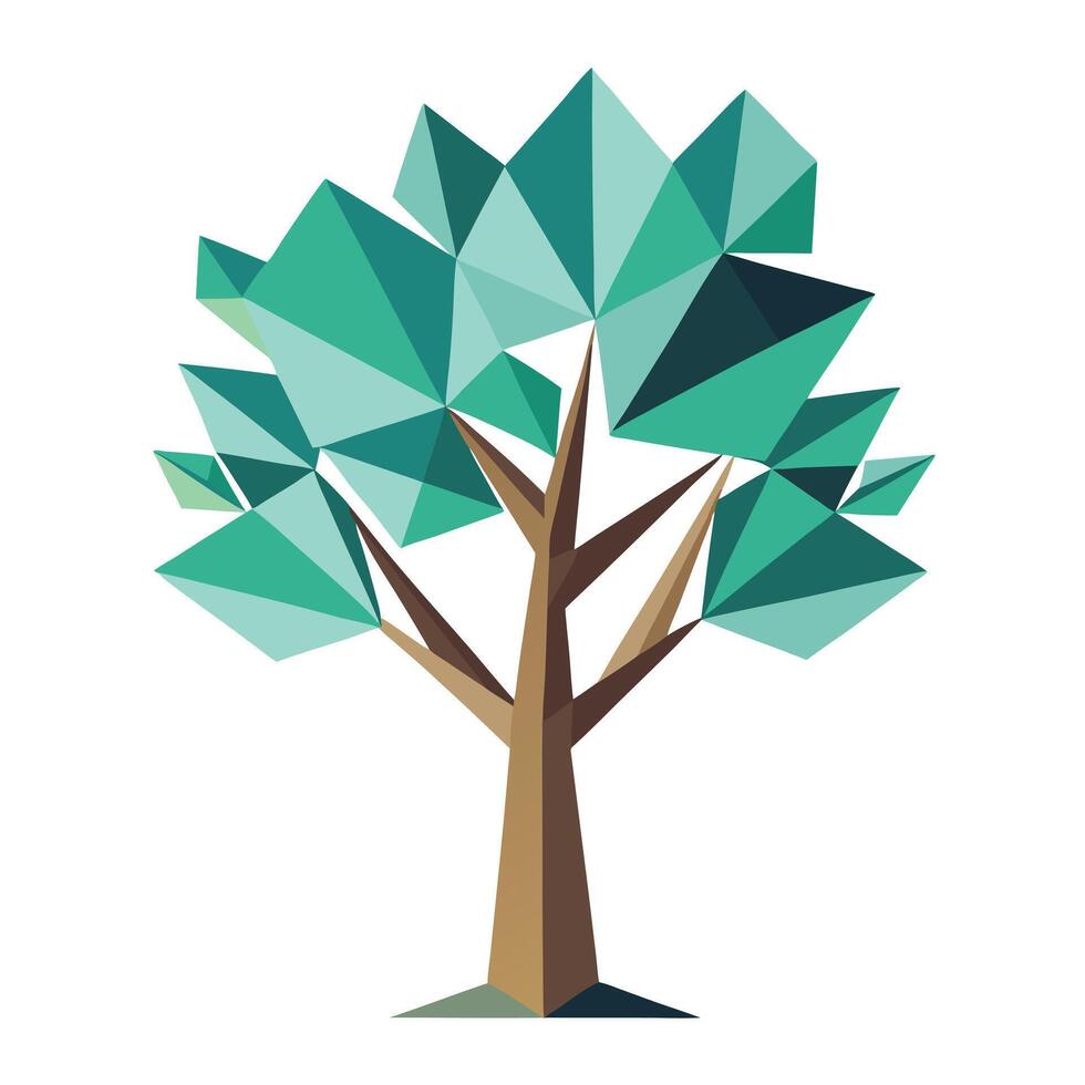 Stylized tree artwork with various geometric polygonal forms creating its foliage vector