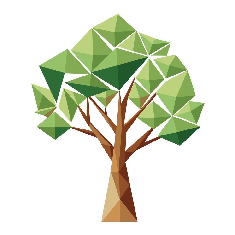 Abstract tree illustration generated with geometric polygon patterns for design vector