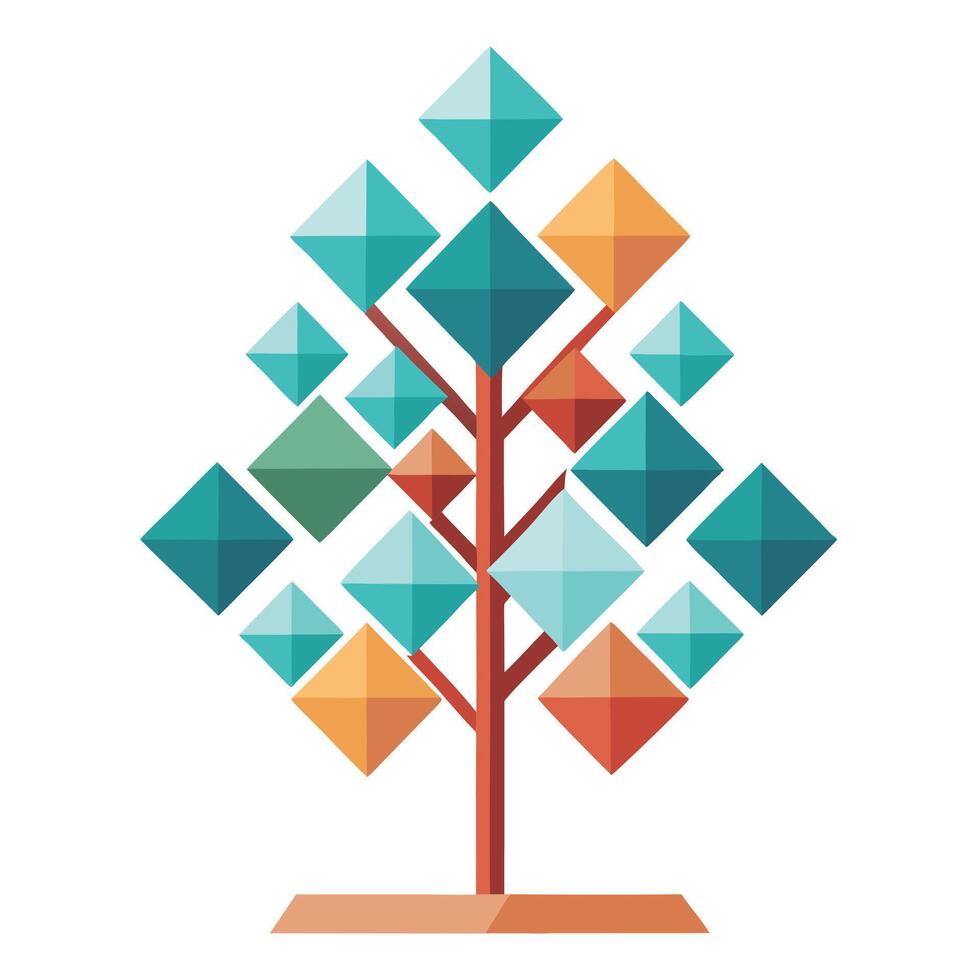 Abstract tree illustration employing different geometric elements for its branches vector