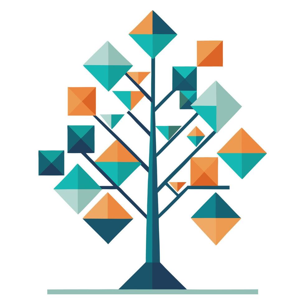Creative tree design using diverse geometric shapes to form its branches vector