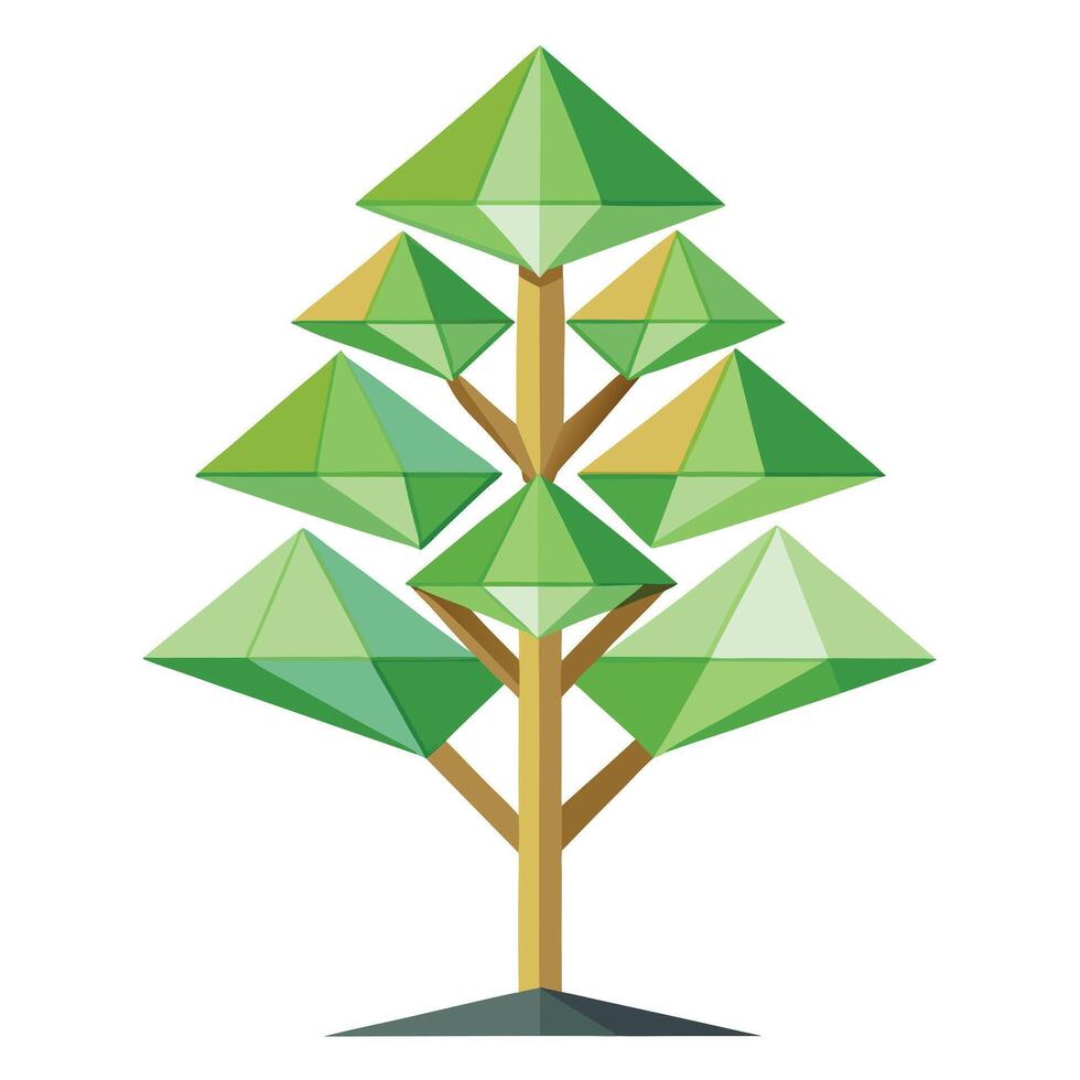 Abstract tree illustration generated with geometric triangles for modern design vector