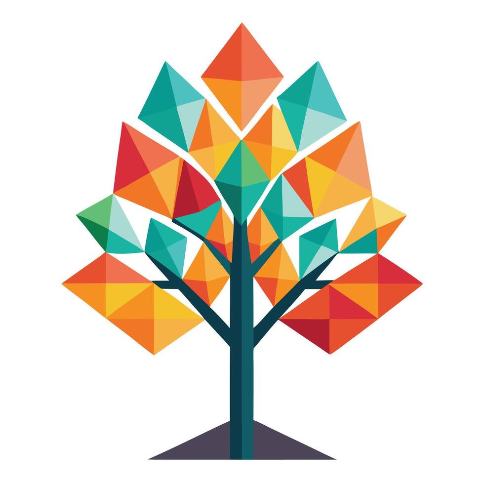 resumen árbol ilustración con clasificado geométrico triangular elementos como hojas vector
