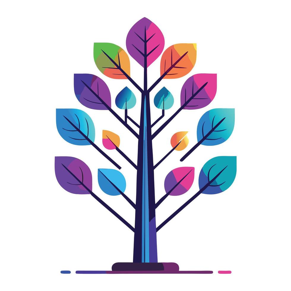 Abstract tree illustration with illuminated neon lines creating its leaves vector