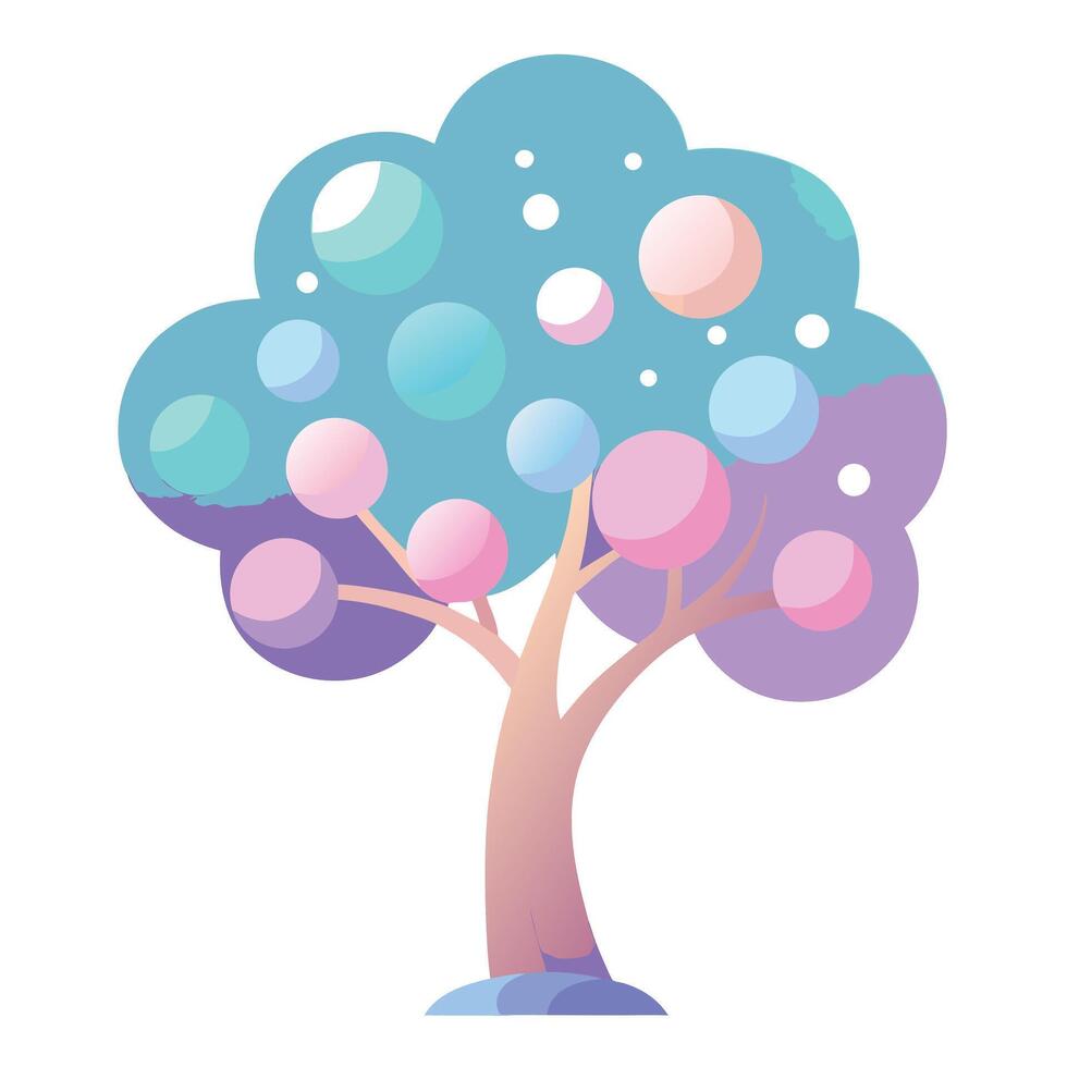 Abstract tree illustration with smooth gradient spheres as its leaf canopy vector