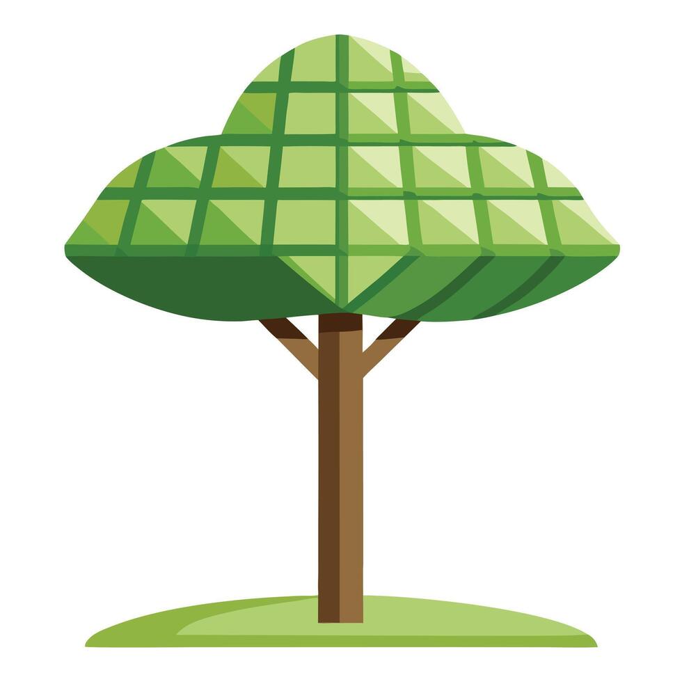 Abstract tree artwork with a structured grid forming its unique canopy vector