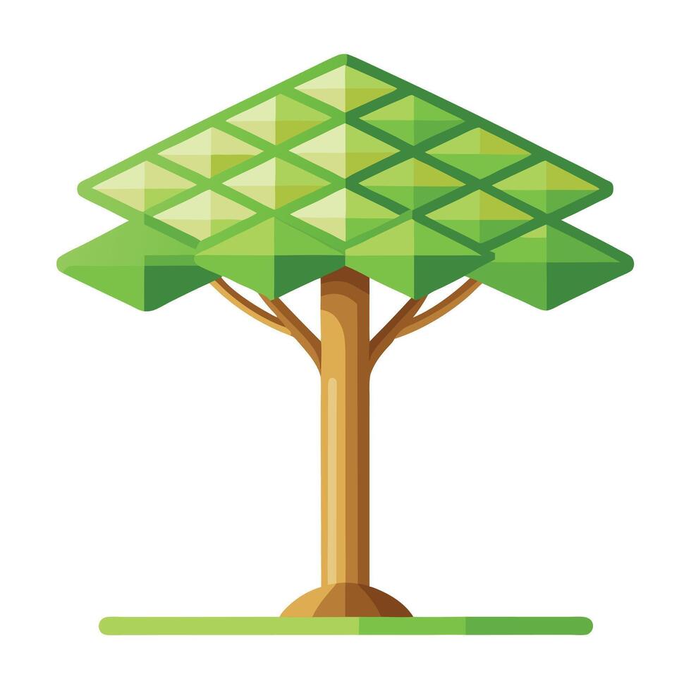 Modern tree design with a grid-like structure forming its abstract canopy vector