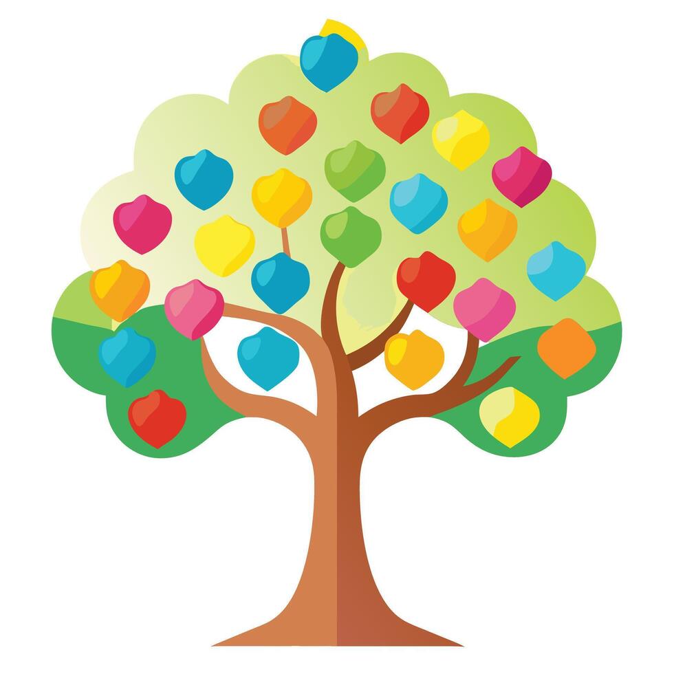 Playful tree artwork with multicolored gummy candies forming its foliage vector