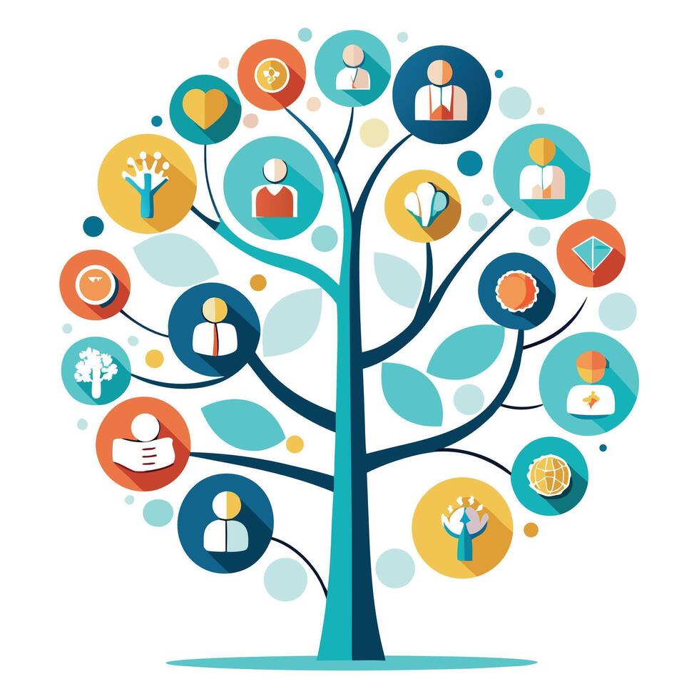 Creative tree design with handshake leaves representing alliances, agreements, and professional connections vector