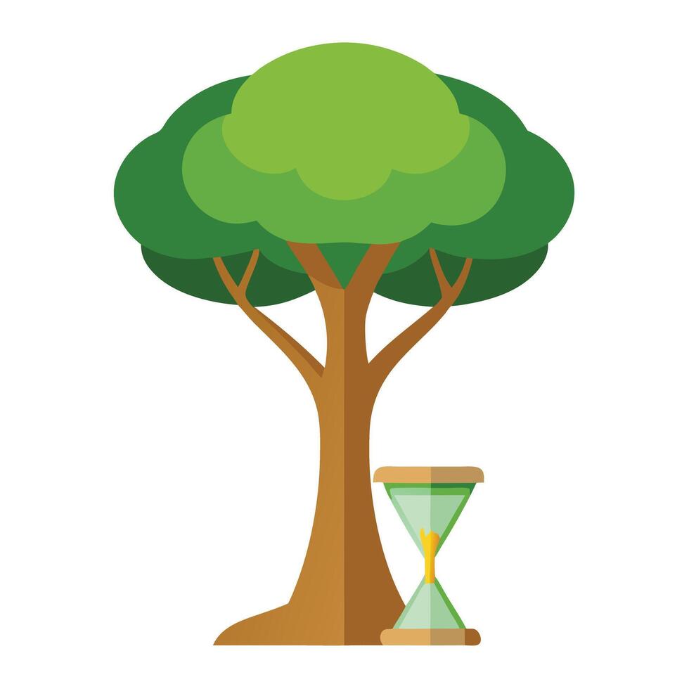 Unique tree graphic featuring an hourglass form as its abstract canopy vector