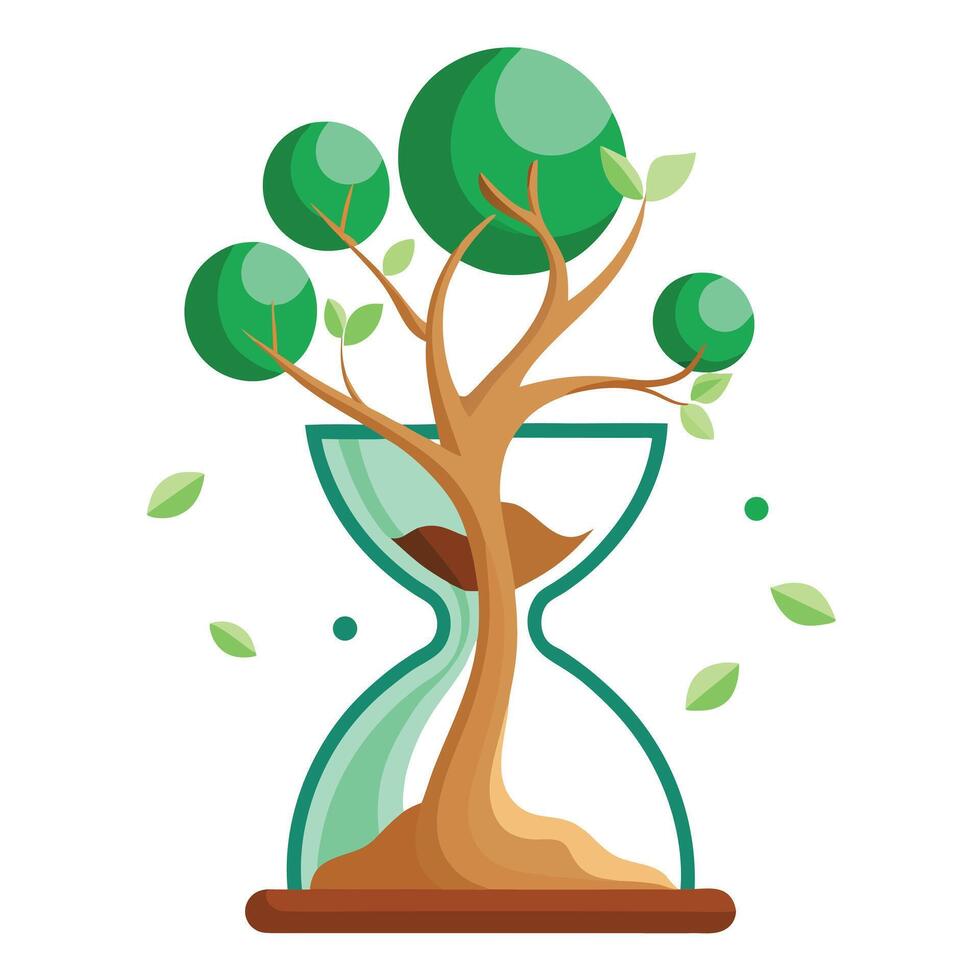 Conceptual tree artwork with an hourglass-shaped trunk and cascading sand foliage vector
