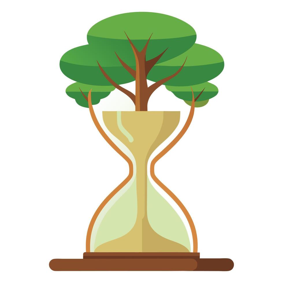 Minimalist tree artwork with an hourglass silhouette as its abstract trunk vector