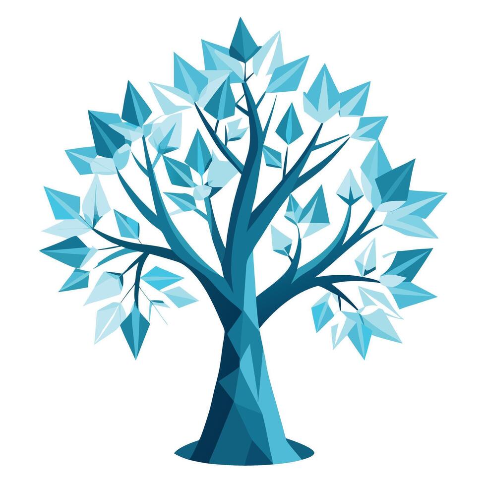 Stylish tree design with ice crystal shaped leaves adding a touch of winter magic to visuals vector
