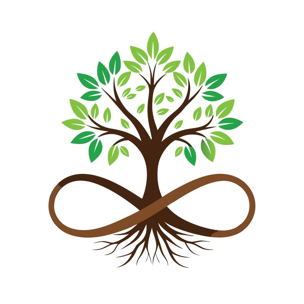 Modern tree artwork with roots in the form of infinity symbols symbolizing unending support and connection vector