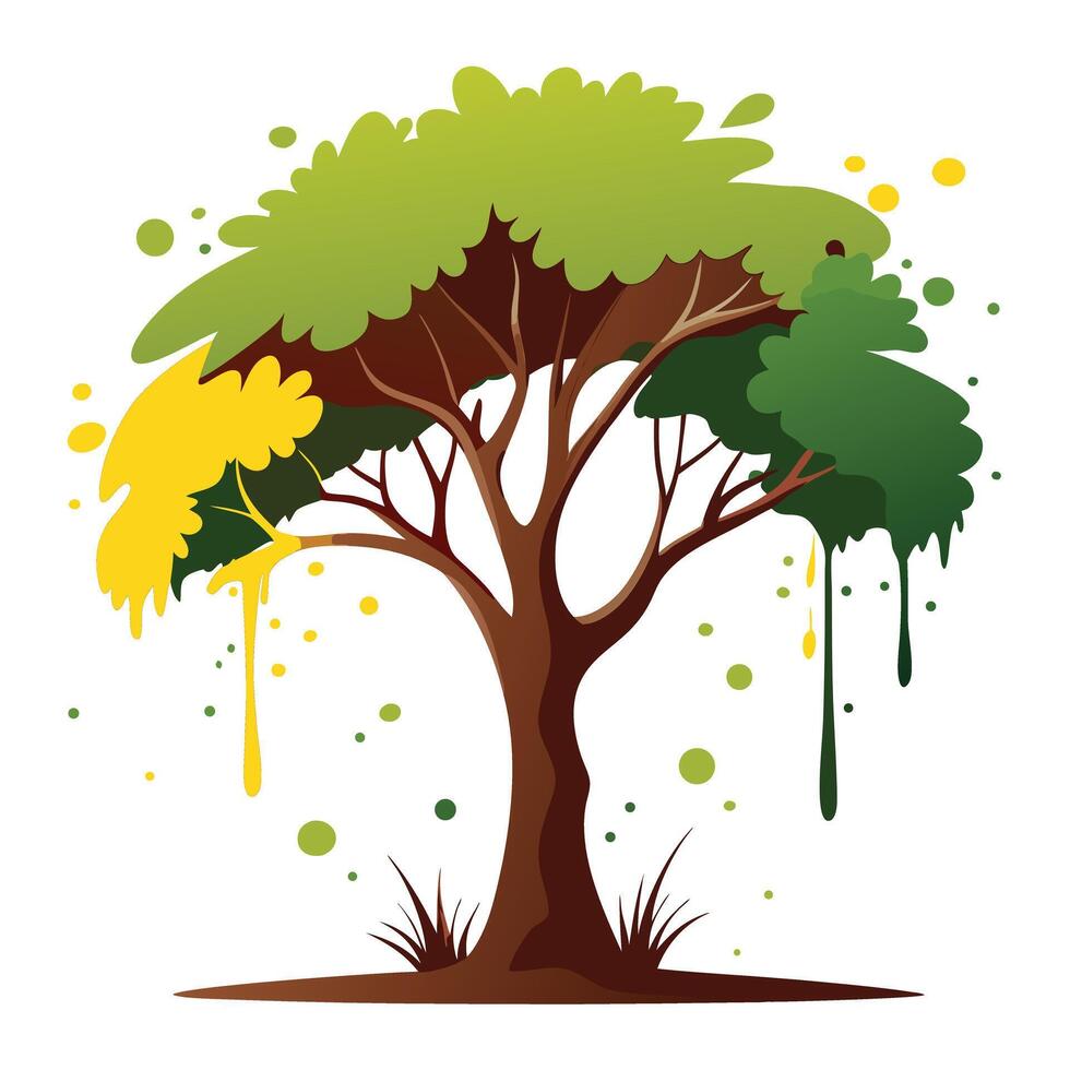 Unique tree artwork with an ink splash forming the foliage in a simple yet expressive design vector
