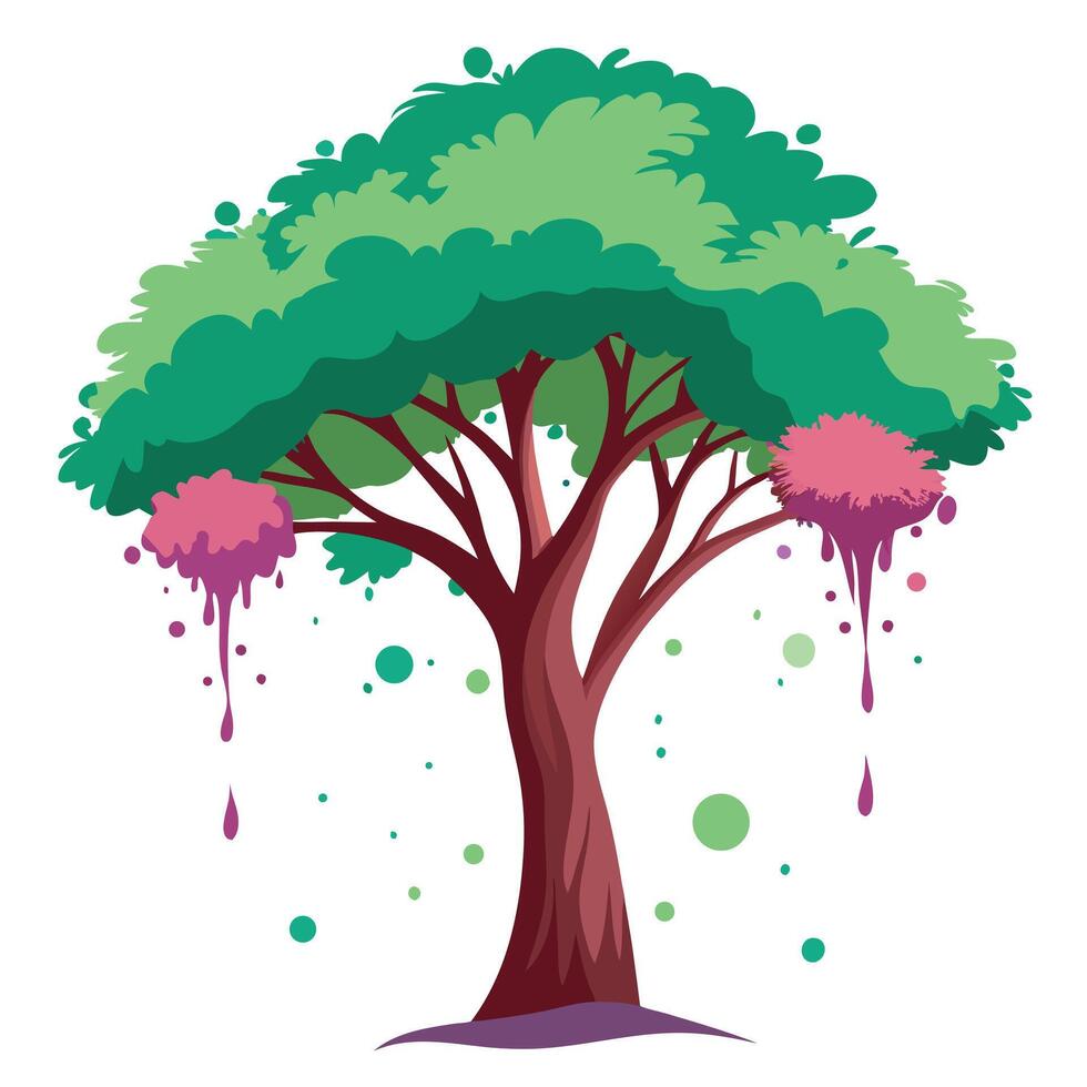 Creative tree design featuring an ink splash as the canopy conveying an artistic and fluid impression vector