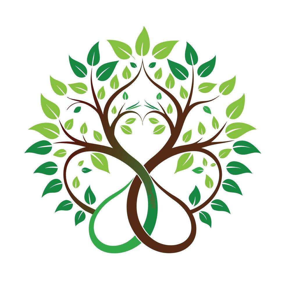 Forever tree artwork with intertwined vines forming an infinity symbol symbolizing unending cycles vector