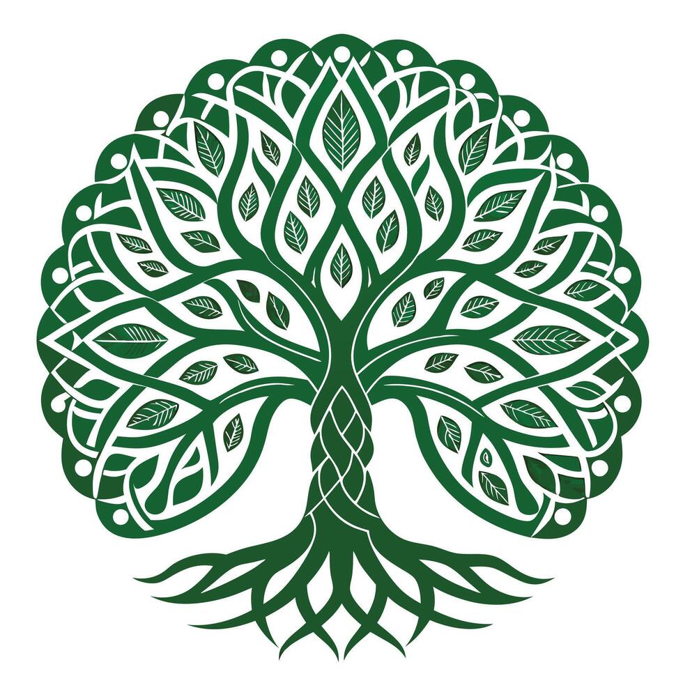 Intricate tree design with interwoven Celtic knot patterns as branches vector
