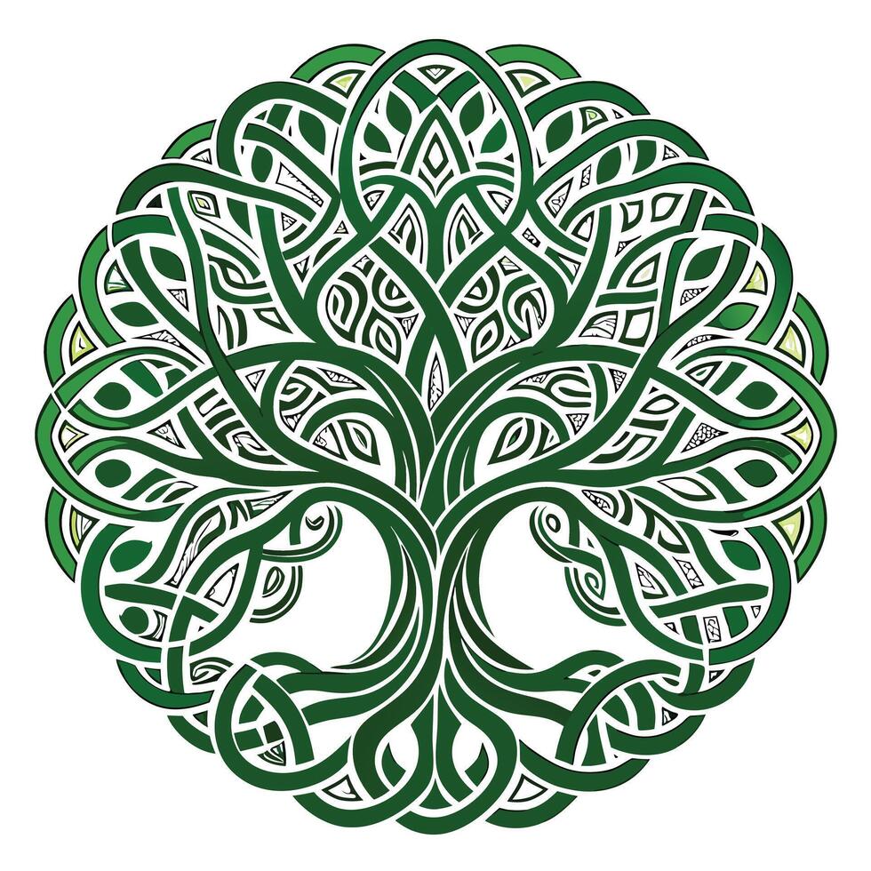 Abstract tree artwork featuring interwoven Celtic knots as its unique branches vector