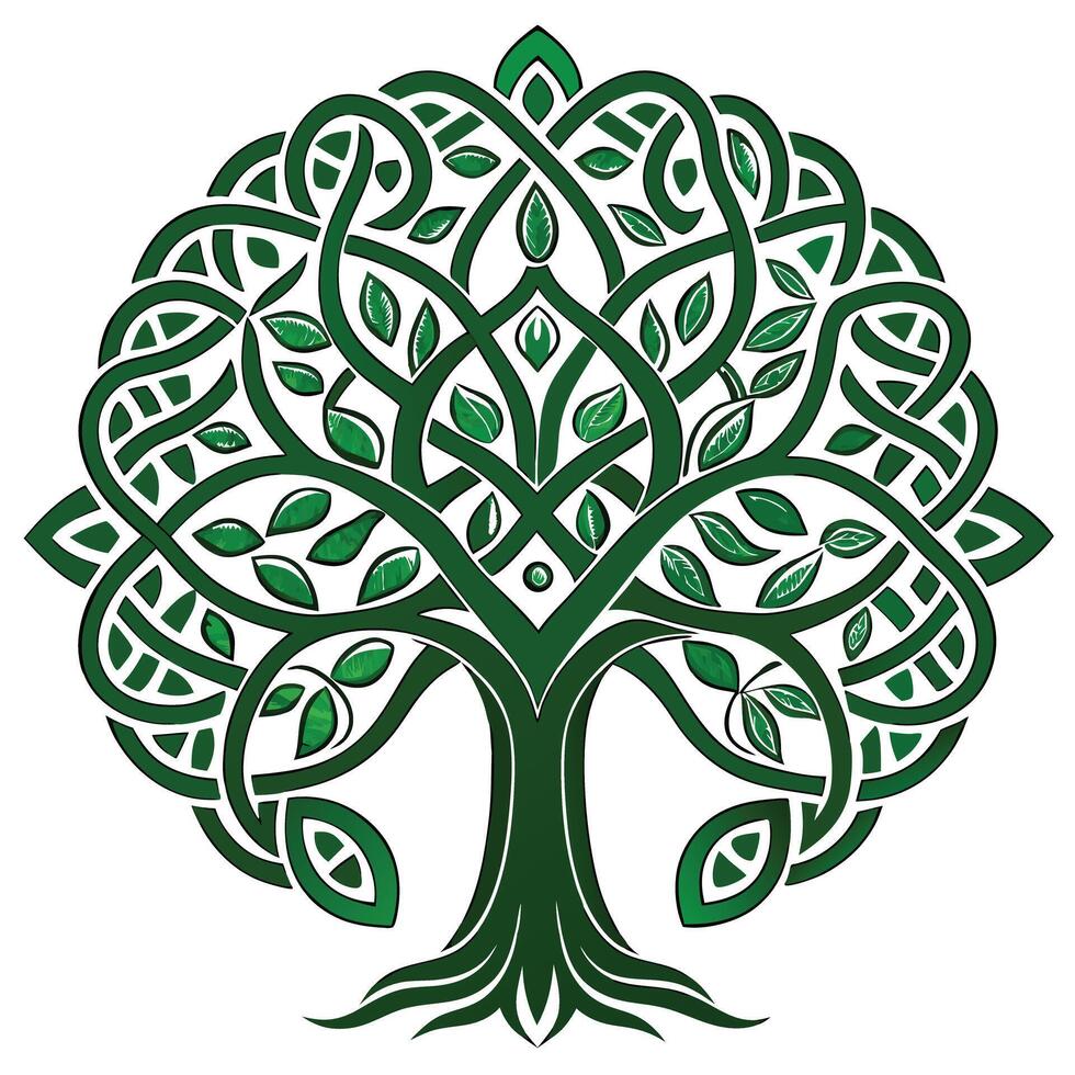 Creative tree with interwoven Celtic knot patterns forming its elegant branches vector