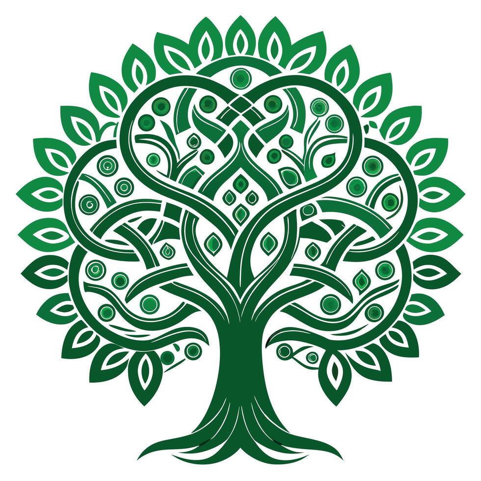 Unique tree graphic showcasing interwoven Celtic knot elements as its branch structure vector