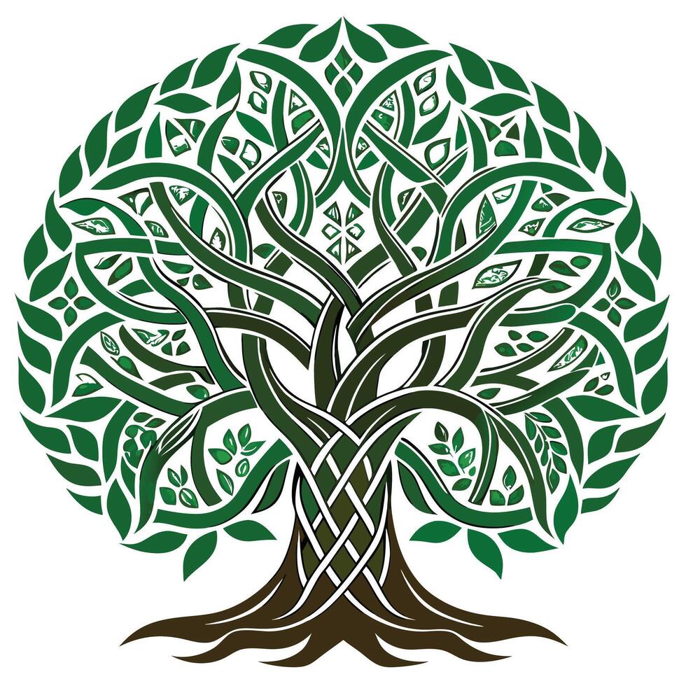Stylized tree artwork with complex interwoven Celtic knots as its branches vector