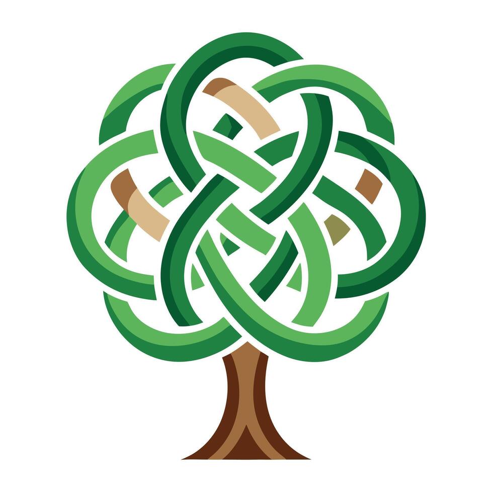 Conceptual tree illustration with an interwoven spiral shape for its trunk vector