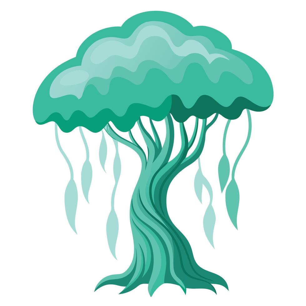 Unique tree graphic showcasing a canopy with a jellyfish-like abstract form vector