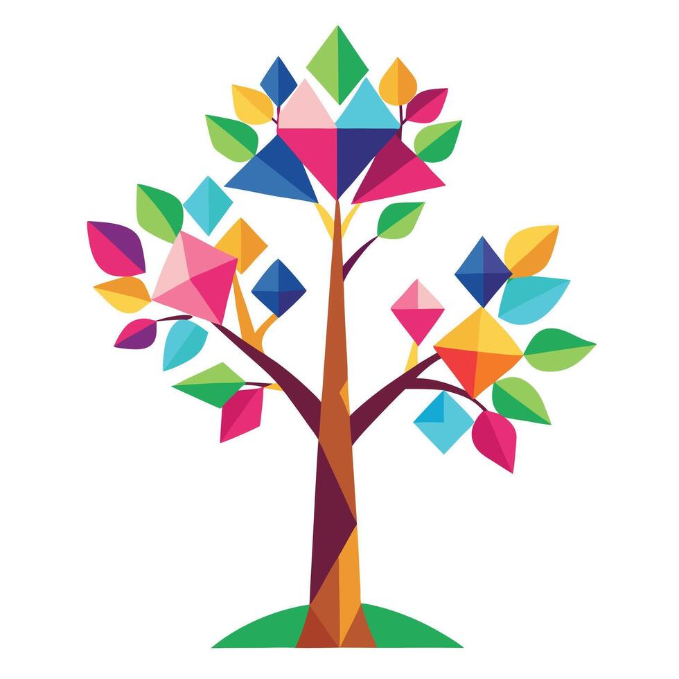 Creative tree artwork with kite silhouettes as its abstract leaves vector