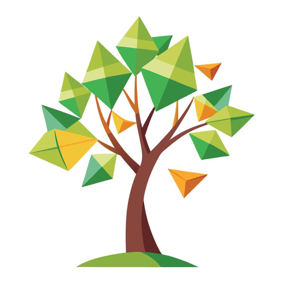 Unique tree graphic showcasing kite-shaped elements as its leaf structure vector
