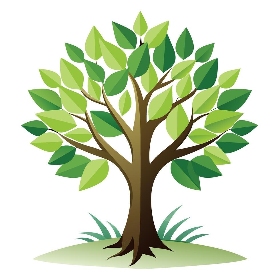 Artistic tree with a layered shadow paper-cut effect for a unique visual vector
