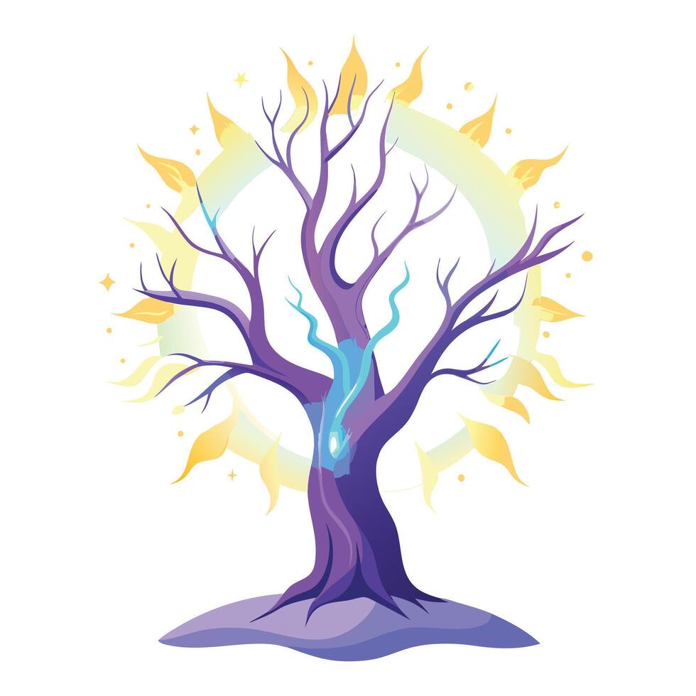 Resilient tree design with a leafless silhouette and a glowing aura symbolizing hope and strength vector