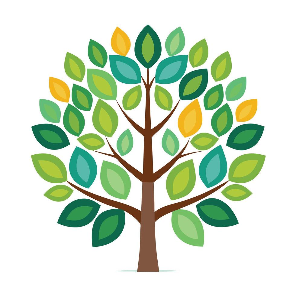 Minimalist tree artwork with leafy circles forming the foliage in a modern and simple style vector