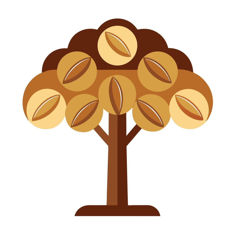 Aromatic tree illustration with leaves made of coffee beans creating a unique design vector
