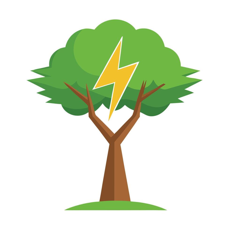 Electrifying tree illustration with a lightning bolt shaped trunk representing power vector