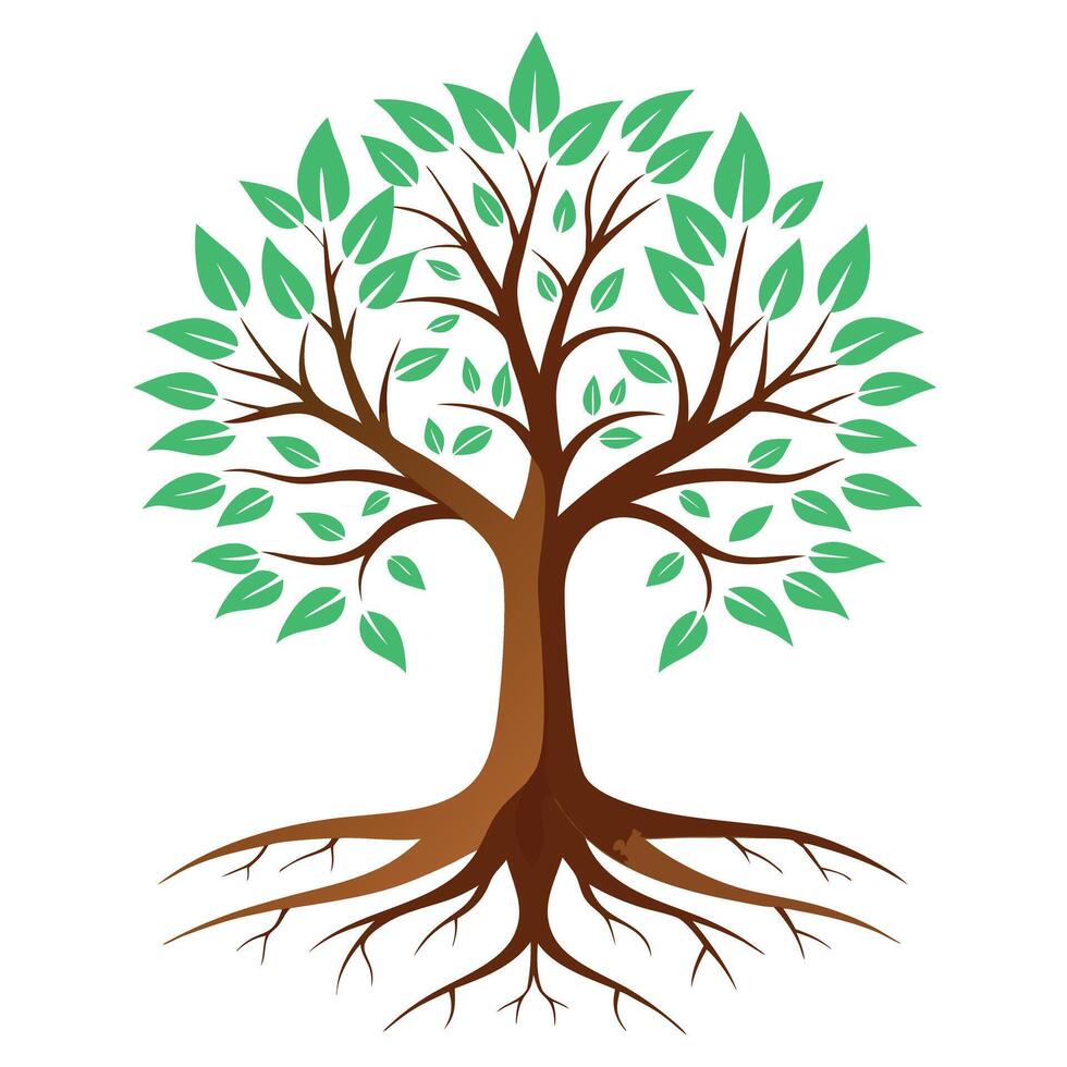 Electric tree illustration with lightning branches and water drop roots representing energy flow vector