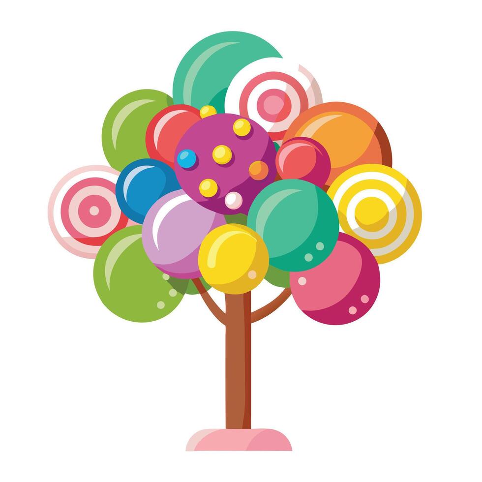 Fun tree illustration with lollipops as the canopy representing a sweet and whimsical design vector