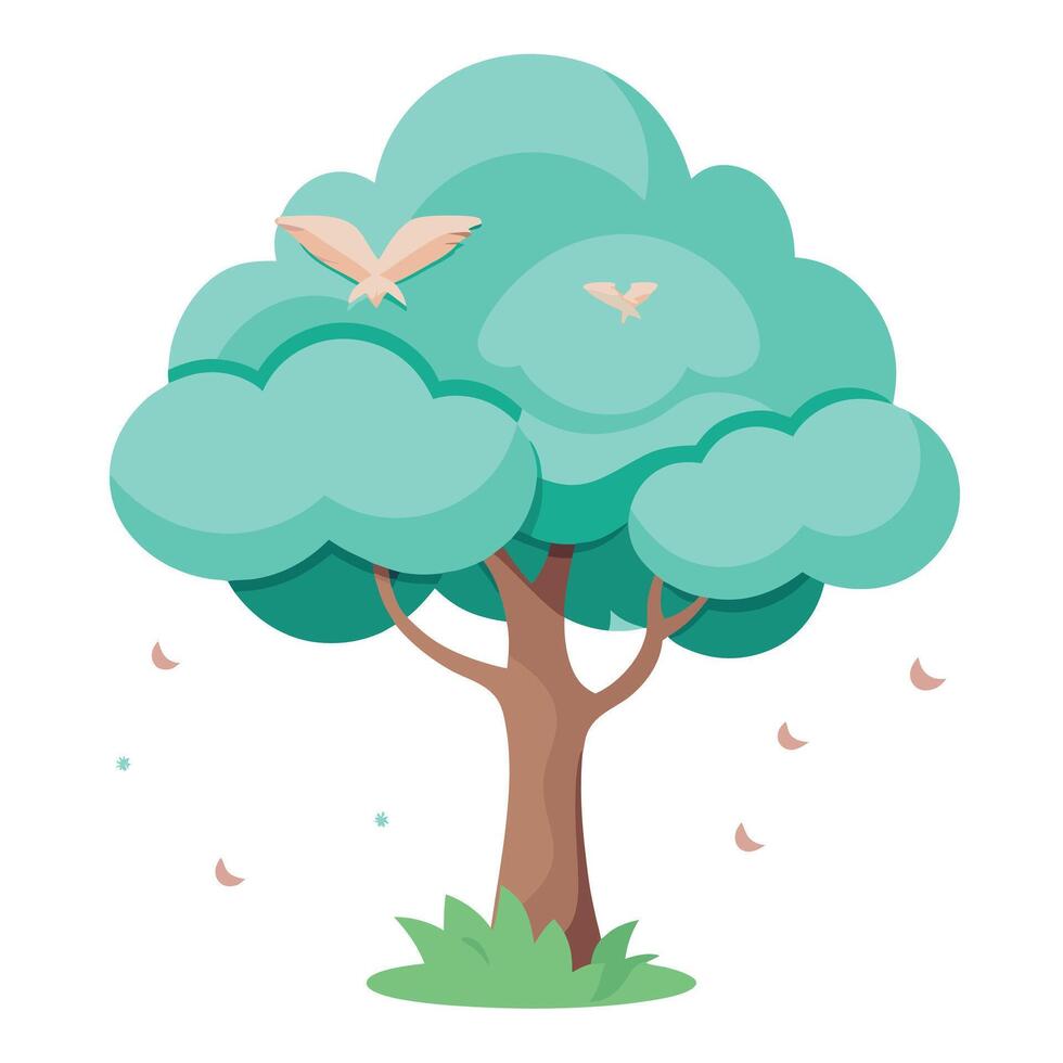 Ethereal tree design featuring lush clouds as the canopy conveying themes of dreams and serenity vector