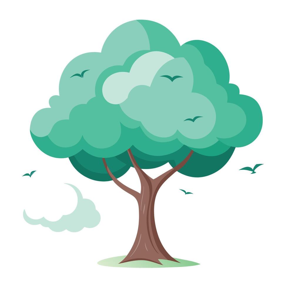 Whimsical tree illustration with lush clouds as the canopy representing a dreamy and peaceful scene vector