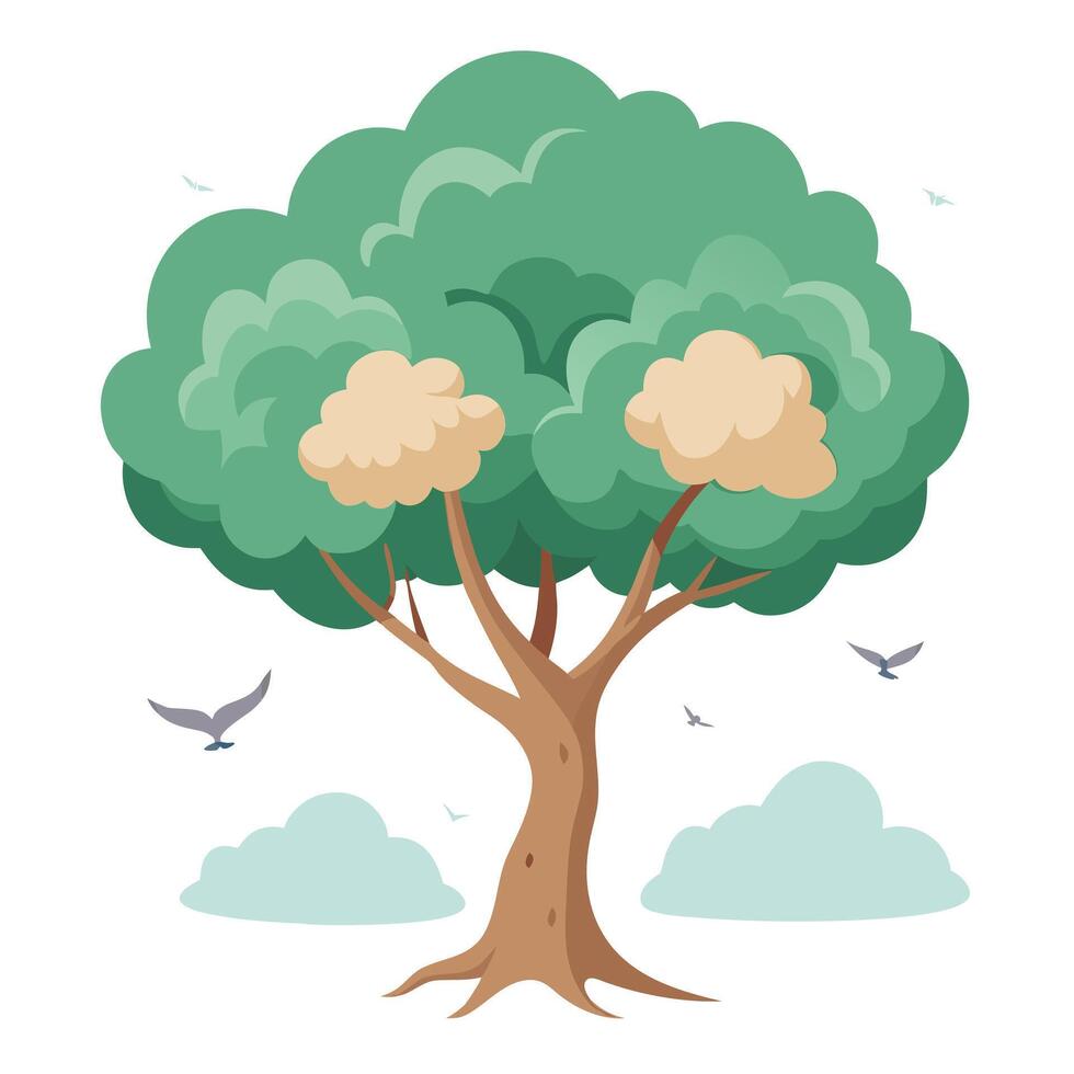 Serene tree artwork with lush clouds forming the canopy symbolizing peace and tranquility vector