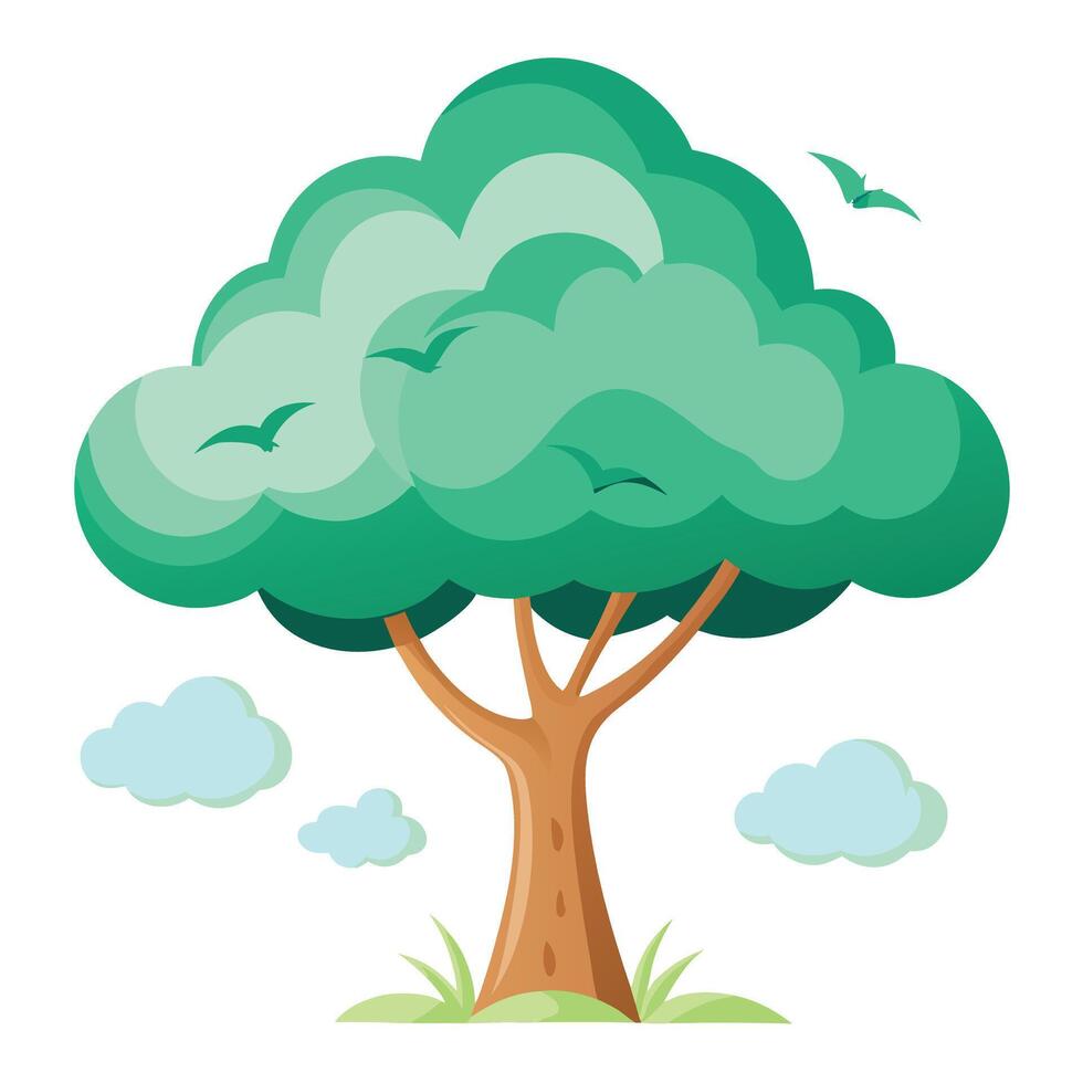 Dreamy tree illustration with lush clouds as the canopy creating a whimsical and airy design vector
