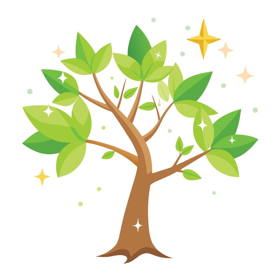 Imaginative tree concept with a captivating magic wand acting as the sturdy trunk vector