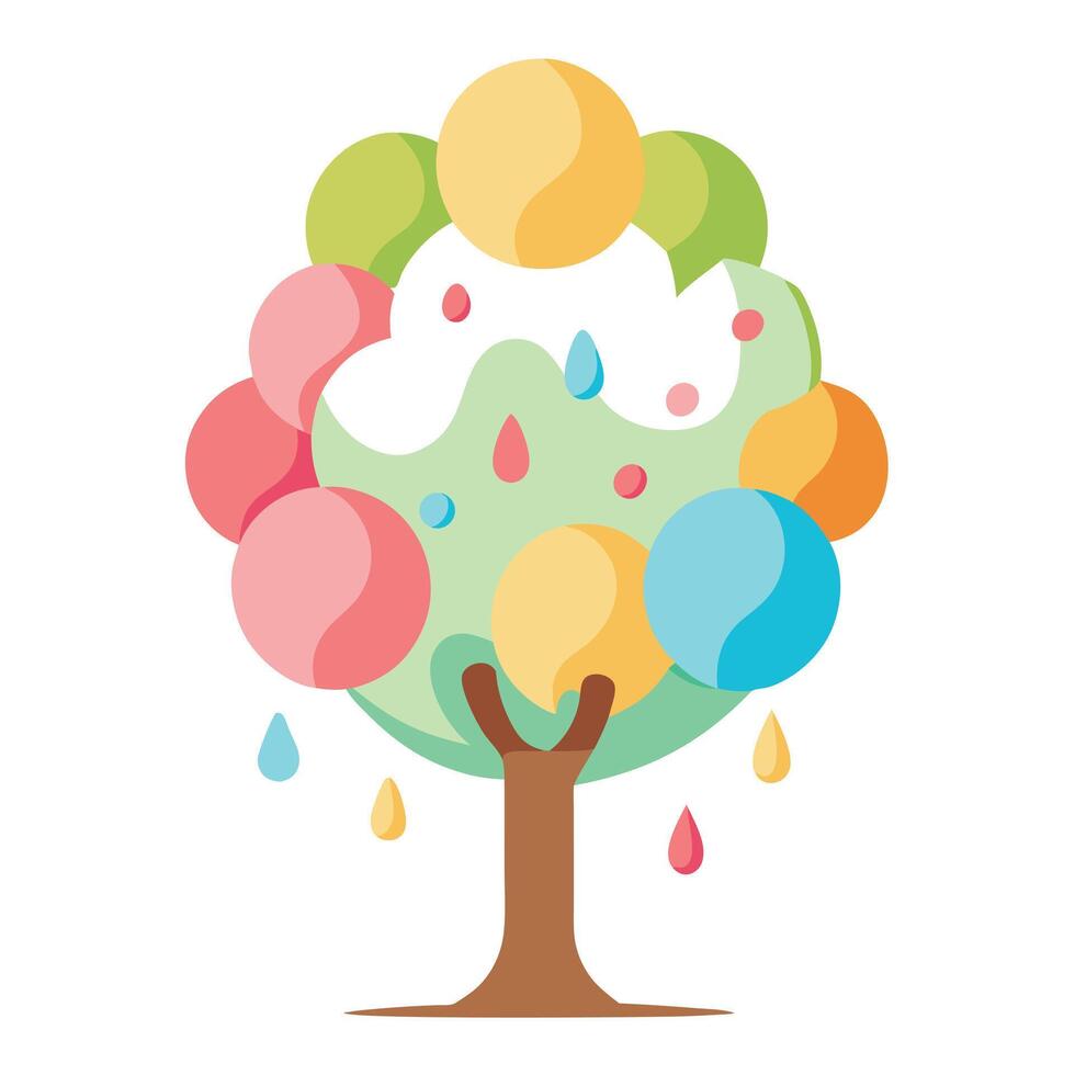 Creative tree artwork with imaginative melting ice cream shapes serving as the leaves vector
