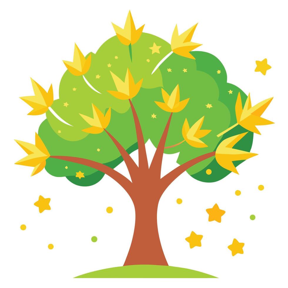 Stunning tree graphic showcasing a vibrant meteor shower as its extraordinary foliage vector