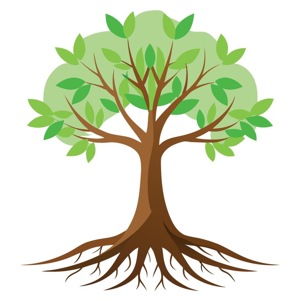 Minimalist tree design with few roots in a flat and simple style vector