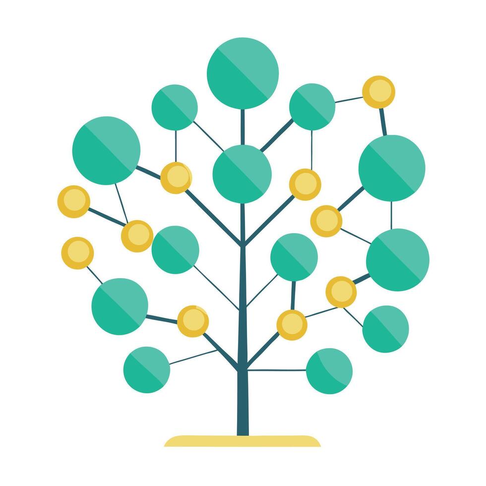 Modern tree artwork with dot-connected leaves symbolizing a minimalist network design vector