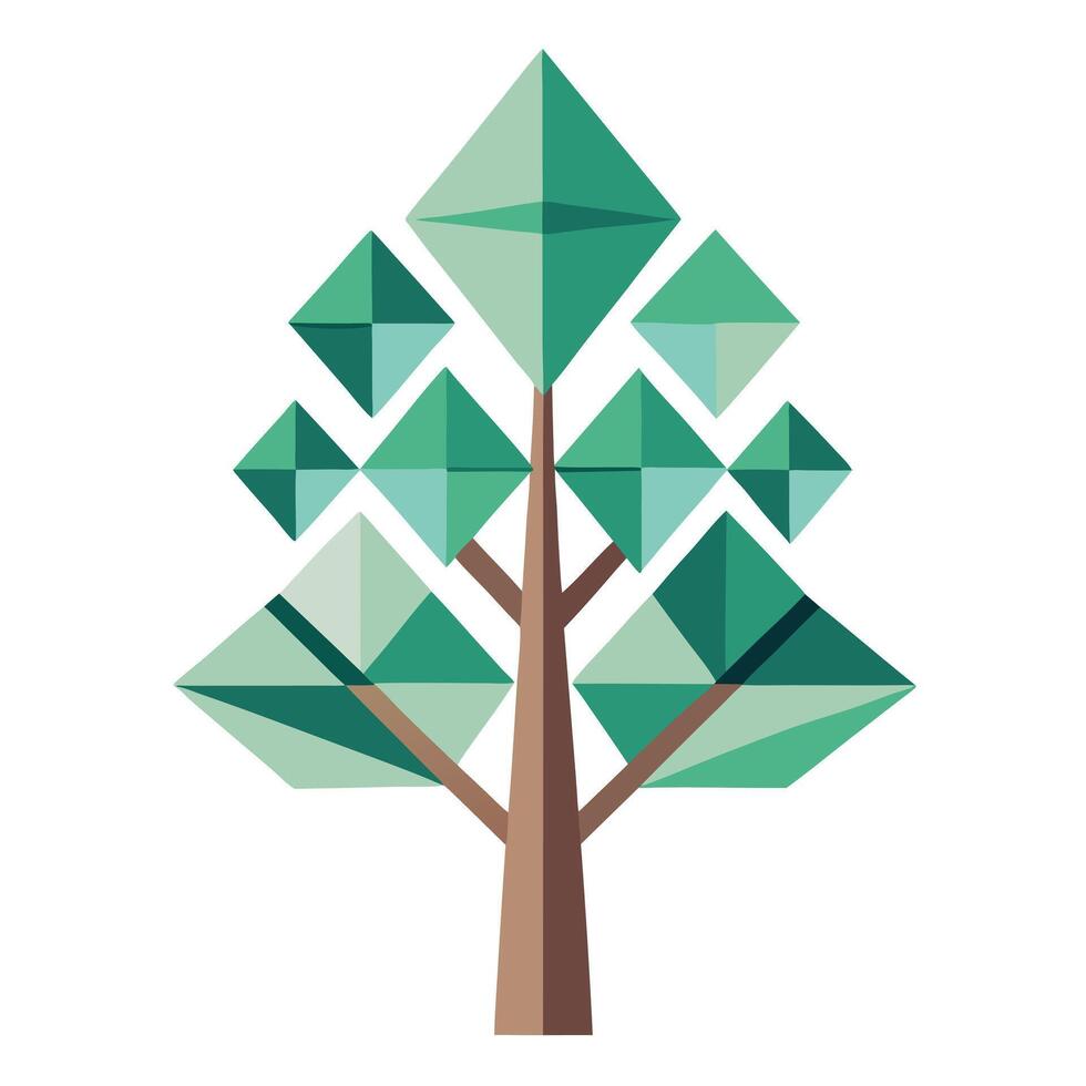 Simple tree illustration with minimalist geometric leaves for a modern and clean design vector